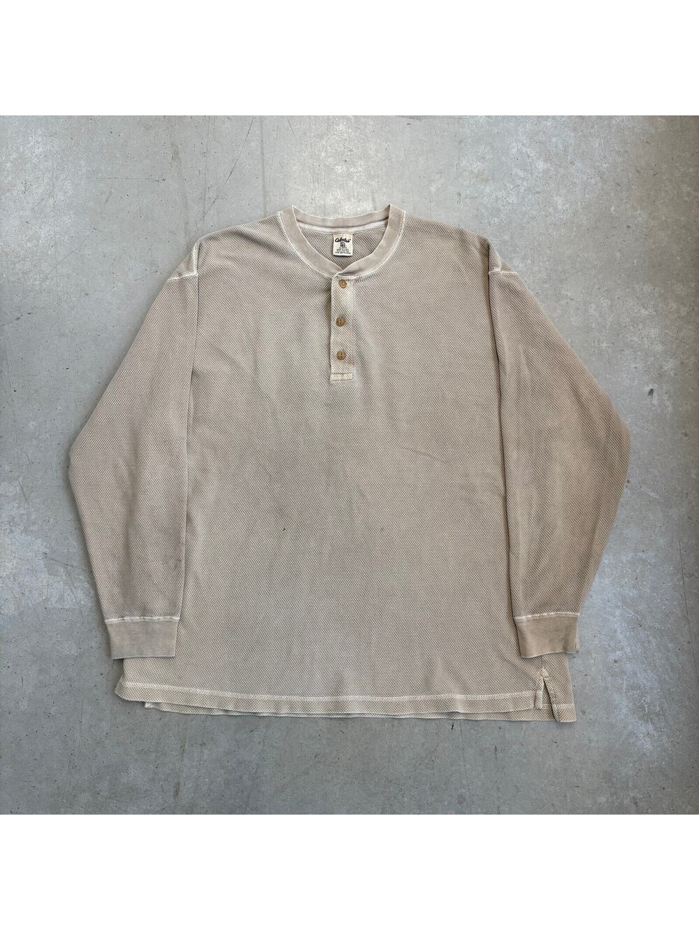 Vintage 2000s Cabela's Waffle Knit Flawed Longsleeve Shirt XXL Brown